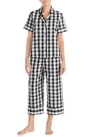 Black And White Checkered Pajamas Gingham Black White Short Sleeve Women S Pajamas Batas Femininas Feminino Batas