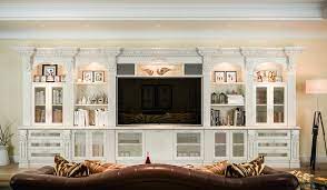 Media center with led lighted doors. Entertainment Center Design Trends French Style Closet Factory