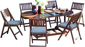Amazon Com Outdoor Interiors S10666g 7 Piece Oval Fold And Store Table Set With Cushions And Cover In 2020 Patio Dining Set Patio Furniture Sets Outdoor Dining Set
