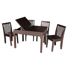 Our mission dining room tables are plain and simple, made with wood slats and straight legs. International Concepts Juvenile 5 Piece Dining Table Mission Chair Set