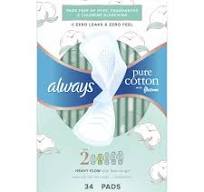 Always Pure Cotton FlexFoam Pads Size 2 Heavy Flow with Wings