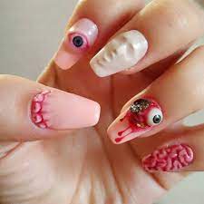 Pin By Templar Hull On Nail Designs Halloween Acrylic Nails Horror Nails Halloween Nails