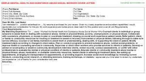 I am extremely excited to apply for the role of social worker at the new york regional office for the department of social services. Mental Health And Substance Abuse Social Worker Cover Letter