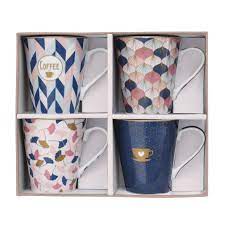 Free delivery on orders over $35. Set 4 Porcelain Mugs 300 Ml In Gift Box Home Sweet Home Easylife Boutique
