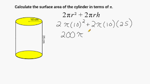 Surface Area Of A Cylinder In Terms Of Pi Youtube