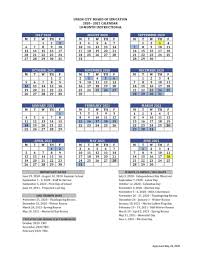 Coordinación general de control escolar. Printable School Calendar Basics Union City Public Schools
