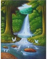  Wahai Ku Air Jernih Itu Sgt Cantik Pemandangan Lukisan Pohon Cat Air