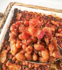 The sauce is a mixture of ketchup, brown sugar, worcestershire, soy sauce, and spicy brown mustard. Easy Baked Beans With Ground Beef Bacon And Brown Sugar My Kitchen Serenity