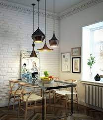 Small Dining Room White Brick Wall Lights Over Dining Table Dining Table Pendant Light Dining Room Lamps