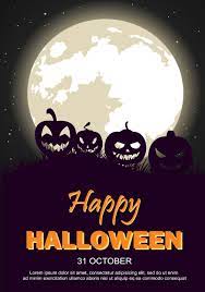 Maybe you would like to learn more about one of these? Halloween Party Poster With Moon And Jack O Lanterns 679949 Vector Art At Vecteezy