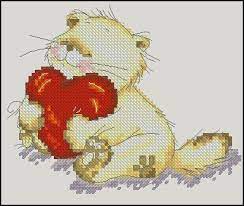 Adorable, cute, but watch out or he'll steal your candy! Free Cross Stitch Pattern Cute Loving Cat Free Cross Stitch Patterns
