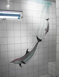 Dolphin Bathroom Wall Tile Mural Bathroom Wall Tile Dolphin Decor Tile Murals