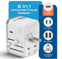 70W 6 in 1 International Travel Plug Adapter - 2 USB-C + 1 GaN 3.0 USB-C & 2 USB ports - Max. 60W (12A) - White (UP-70KU-WH)