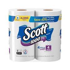Scott 1000 Sheets Per Roll Toilet Paper 4 Rolls Bath Tissue Walmart Com Bath Tissue Toilet Paper Bathroom Tissue