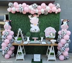 Ideas For Lola Cow Party Birthday Decoration In 2020 Farm Themed Birthday Party Cow Birthday Parties Barnyard Birthday Party