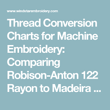 Thread Conversion Charts For Machine Embroidery Comparing