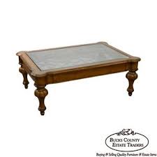 High quality solid frame, european tuscan style coffee table with an ornate iron grill underneath a tempered glass top, by ethan allen. Ethan Allen Devereaux Tuscan Style Coffee Table B Ebay