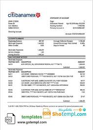 Mexico Citibanamex Bank Statement Template In Word Format In 2020 Statement Template Bank Statement Statement