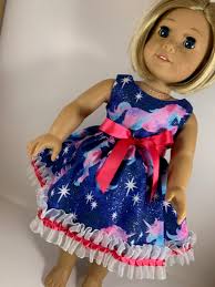 Unicorns, Stars and Glitter 18 Inch Doll Dress, Made to Fit 18 Inch Dolls  Such as American Girl Dolls and Similar Dolls