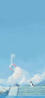 Cute Cat Sky Anime Blue Sky Wallpaper Sky Art