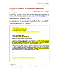 Request The Contractor To Submit A Statused Contract Program