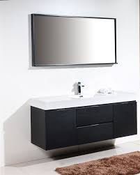 For large bathrooms, typical vanities range from 48 inches to 60 inches wide. Bliss 60 Black Wall Mount Single Sink Modern Bathroom Vanity