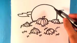 Use a series of short curved. How To Draw A Pumpkin Patch Halloween Drawings Youtube
