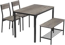 Most sets feature a square, rectangular or. Buy Teraves Dining Table Set For 4 Computer Desk Kitchen Table With 2 Chairs And A Bench Table And Chairs Dining Set 4 Picce Set For Dining Room Black Oak Black Frame Online In Uae B08n48hgs7