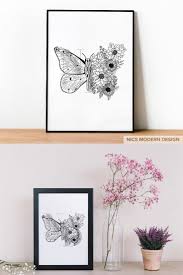 Once you have learned how to draw flowers, there is no better way to accompany a bucolic garden than with a beautiful butterfly.these colorful insects go hand in hand with springtime and come in a variety of colors and patterns. Butterfly With Flowers Downloadable Print Black And White Creative Minimalist Art Line Art Wall Decor Nature Wall Art Living Room Art Nature Wall Art Downloadable Print Minimalist Art