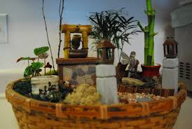 Asian Themed Fairy Garden With Working Mini Fountain And Feng Shui Feng Shui Garden Design Feng Shui Garden Fairy Garden