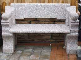 2 Seater Natural Granite Stone Bench With Back Armrests Stone Bench Stone Garden Bench Natural Granite