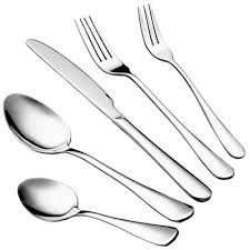 Xatan En Acier Inoxydable Poli Miroir Ensemble De Serviettes 5 Pieces Couverts Argenterie Avec Ensemble De Cuillere Couteau Steak Argenterie Acier Inoxydable