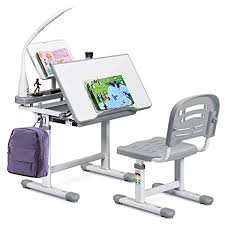 Amazon Com Baby Joy Kids Desk And Chair Set Height Adjustable Kids Study Table With Book Stand In 2020 Desk And Chair Set Kids Desk Chair Childrens Desk And Chair