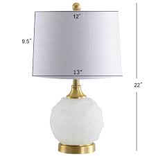 Ilsa 22 In Dotted Glass Metal Led Table Lamp White Brass Gold