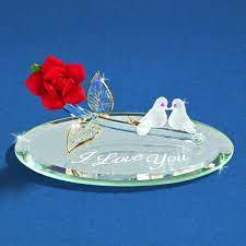 Glass Baron I Love You Doves With Rose Figurine Love Birds Valentines Heart Glass Baron Glass Crafts Glass Figurines