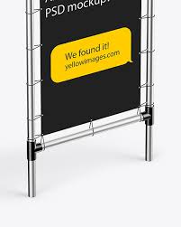 Download Metallic Stand W Matte Banner Mockup Half Side View In Outdoor Advertising Mockups On Yellow Images Object Mockups PSD Mockup Templates