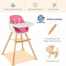 Rated 4.5 out of 5 stars. 3 In 1 Convertible Wooden High Chair With Cushion Pink Bb5634pi