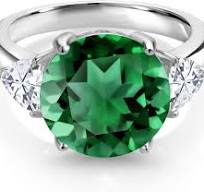 Amazon.com: Gem Stone King 5.94 Cttw Green Nano Emerald and ...