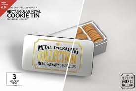 Metal Rectangular Cookie Tin Mockup Packaging Mockup Cookie Tins Mockup