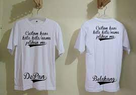 Check spelling or type a new query. Junfashion Request Kata Nama Depan Amp Belakang Custom Kaos Request Kata Kata Lengan Pendek T Shirt Kaos Sablon Custom Baju Sablon Kaos Kaos Distro Cotton Combed 30s Lazada Indonesia