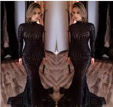Handcrafted evening & formal wear designed by michael costello. 2018 Michael Costello Long Sleeve Prom Dresses Bling Bling Black Sequins High Neck Mermaid Sexy Celebrity Gowns Pageant Evening Dresses Wedding Store Online Store Powered By Storenvy