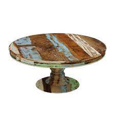 Round pedestal tables by hd threshing floor furniture. Wilmington Rustic Reclaimed Wood Round Pedestal Dining Table