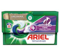 ARIEL COMPLETE FIBER PROTECTION Laundry Capsules 20 Washing Machine Pods Box