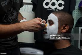 Makeup artist Brian Kinney prepares actor Emmanuel Howell at "Skate... News  Photo