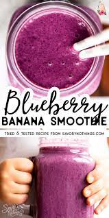 Blueberry Banana Smoothie Recipe With Video Instructions Blueberry Banana Smoothie Recipes Blueberry Banana Smoothie Banana Smoothie Recipe