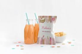 Editable Spa Party Chips Bag Glam Party Decor Girl Makeup Birthday Glitters  and Glamour Snack Pamper Party Favors Digital Template