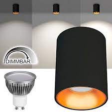 led aufbaustrahler set iti schwarz mit goldreflektor und led gu10 markenstrahler von ledando 5w dimmbar warmwe led aufbaustrahler strahler aufbaustrahler