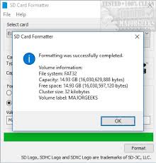 With the free sd card formatter fat32, you will be able to easily and successfully format 32gb+ sd card to fat32 in windows 10,8,7. Download Sd Memory Card Formatter Majorgeeks