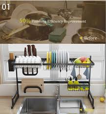Multi Function 95cm Dish Drying Rack Over Sink Display Stand Stainless Xoann S Gifts Dish Rack Drying Kitchen Storage Shelves Rack