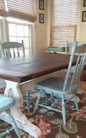 Farmhouse Trestle Table And Chair Makeover Www Thetatteredrabbit Com Farmhouse Table Furniture Farmhouse Dining